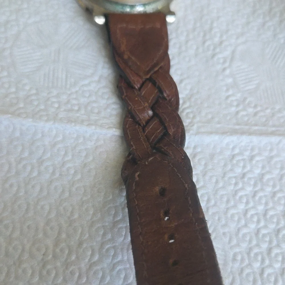 Wrangler Silver and Brown Leather Watch